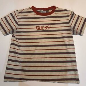 Vintage GUESS Striped Ringer Tee in Cream & Rust